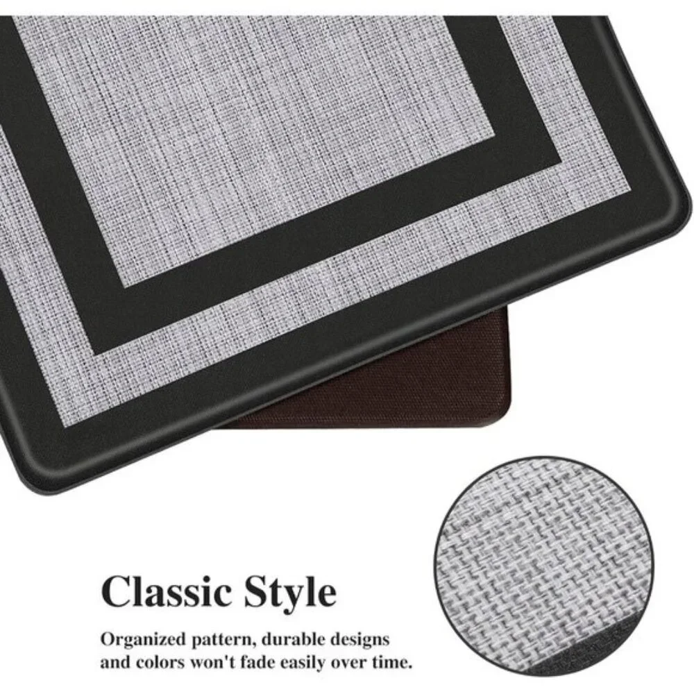 2 Pcs Cushioned Anti-Fatigue Kitchen Mats, Non-Skid Waterproof Rugs, Black/Gray